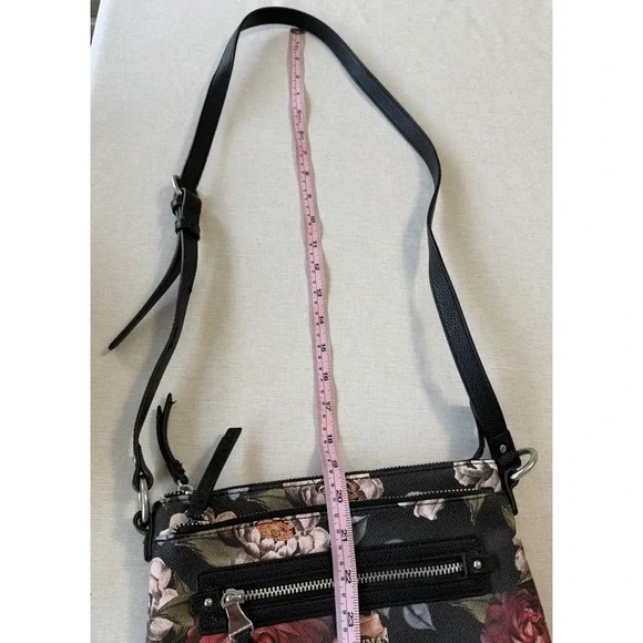 Dana Buchman Floral Crossbody Bag Black Rose Print Boho Goth Y2K EUC Purse - Picture 5 of 16